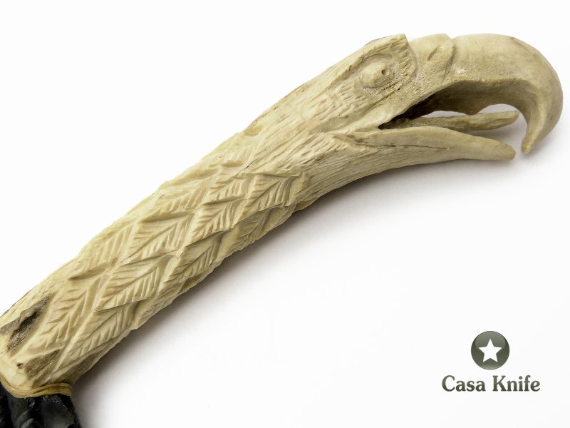 Faca em Obsidiana com empunhadura esculpida em chifre de cervo 35 cm