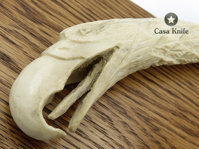 Faca em Obsidiana com empunhadura esculpida em chifre de cervo 35 cm