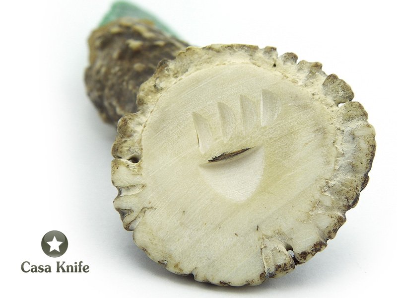 Faca em Obsidiana verde com empunhadura em chifre de cervo 22 cm