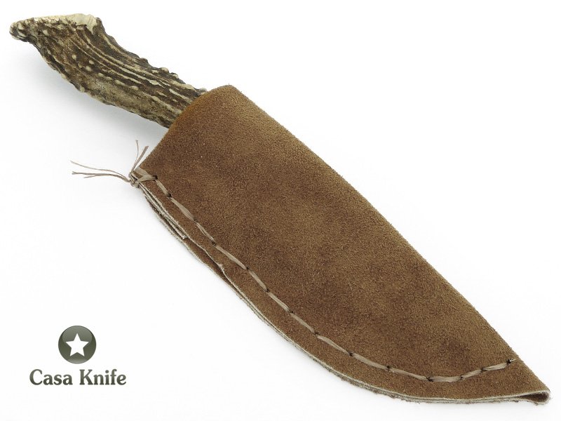 Faca em Obsidiana verde com empunhadura em chifre de cervo 22 cm