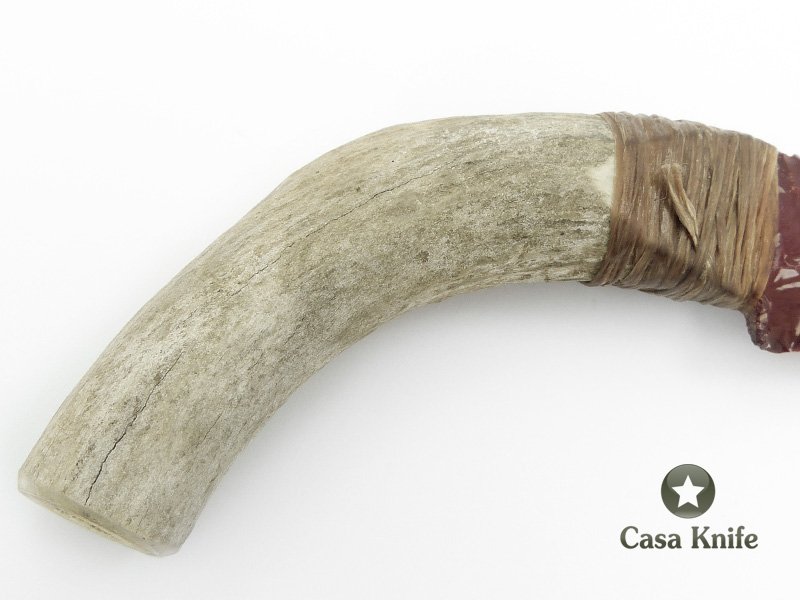 Faca em Obsidiana vermelha com empunhadura em chifre de cervo 30 cm