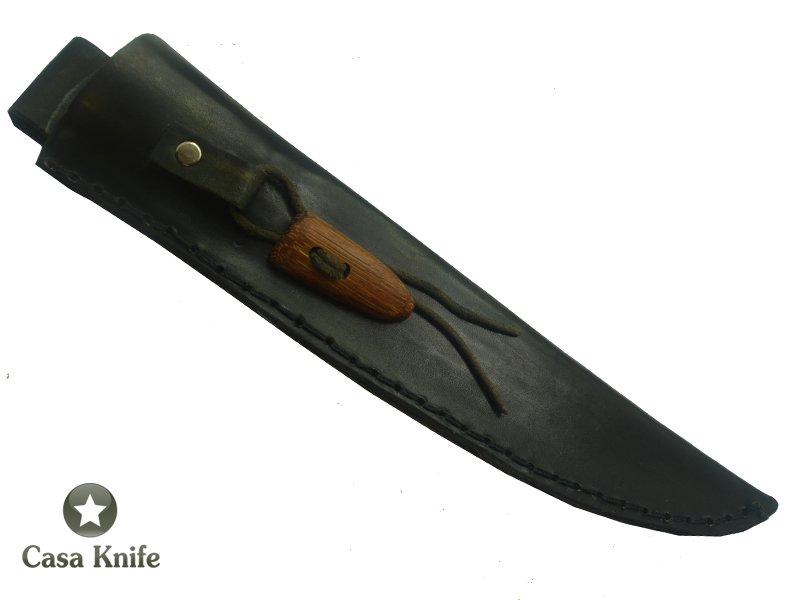 Faca Monte Cristo fosfatizada para colecionador forjado em aço 6160 . Empunhadura em Madeira Sucupira, 34 cm