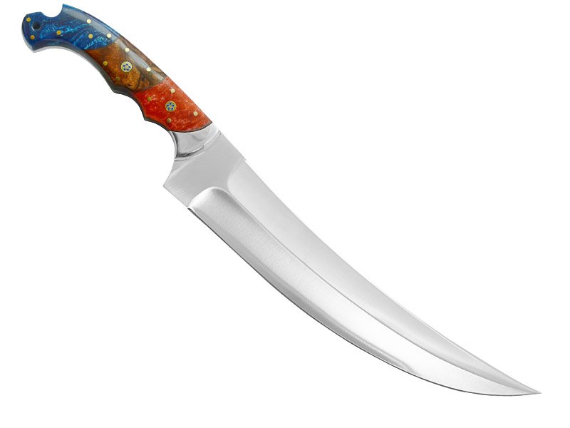 Faca full tang para colecionador em aço D2. Empunhadura em resina, 37 cm