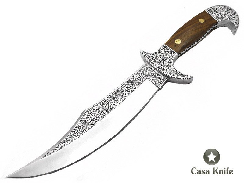Faca Full Tang para colecionador em aço D2 com empunhadura em Radica de Imbuia com 39 cm
