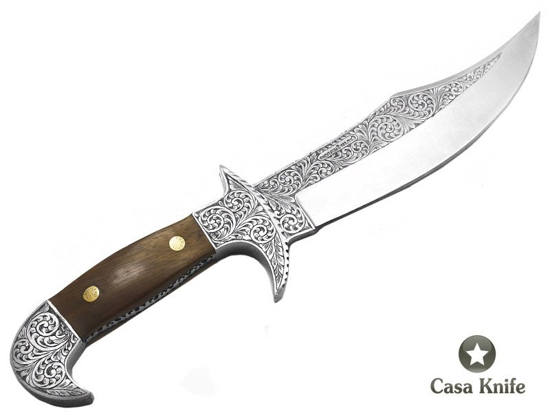 Faca Full Tang para colecionador em aço D2 com empunhadura em Radica de Imbuia com 39 cm