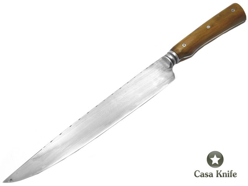 Faca Gaúcha integral para colecionador em aço 440C com empunhadura em madeira de nó de pinho 37 cm