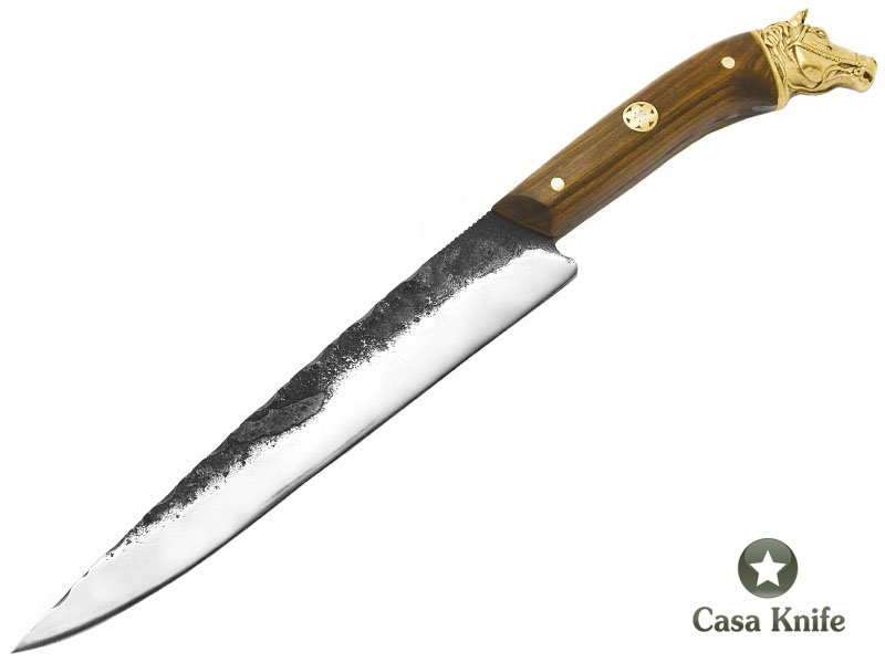 Faca Gaúcha para colecionador em aço 5160 com empunhadura em madeira de guajuvira 33 cm