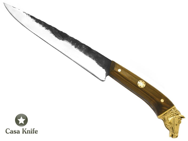 Faca Gaúcha para colecionador em aço 5160 com empunhadura em madeira de guajuvira 33 cm