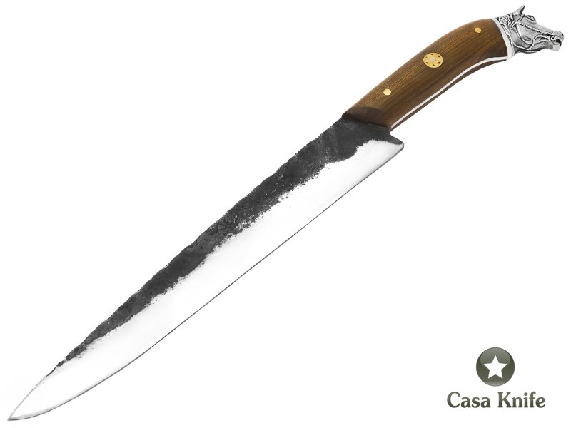 Faca Gaúcha para colecionador em aço 5160 com empunhadura em madeira de guajuvira 38 cm