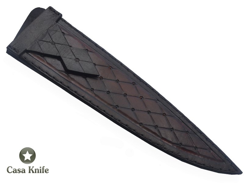 Faca Gaucha para colecionador forjado em aço Go Mai, 3 barras em aço carbono 6160 e 2 em aço inox 420. Empunhadura em Chifre de Cervo esculpido, 37 cm