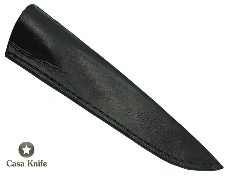 Faca para colecionador Montecristo forjado em aço Go Mai, 3 barras com aço 1070 e 2 inox 304. Empunhadura em Chifre de Cervo Esculpido, 32 cm