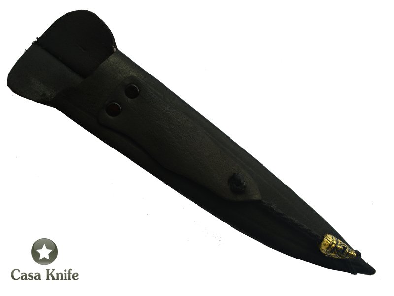 Faca Gaúcha para colecionador forjado em aço Go Mai, 3 barras com aço 1070 e 2 inox 304. Empunhadura em Chifre de Cervo esculpido, 34 cm