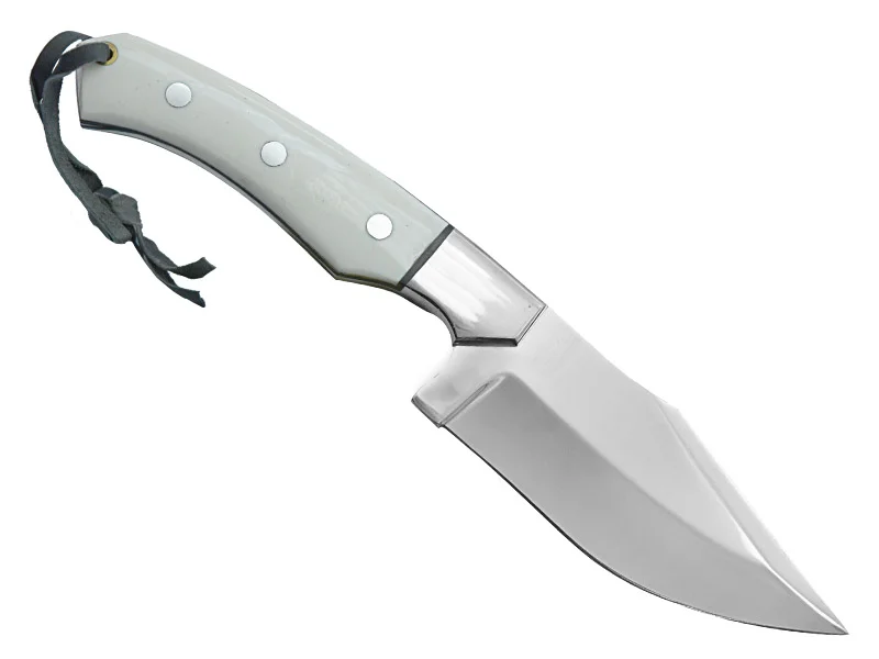 Faca hunting para colecionador forjada em aço D2. Empunhadura em osso de camelo, 25 cm