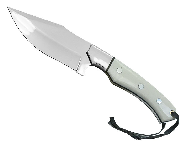 Faca hunting para colecionador forjada em aço D2. Empunhadura em osso de camelo, 25 cm