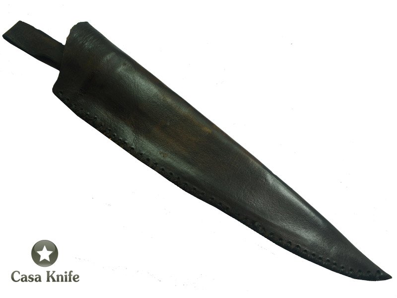 Faca Javalizeira para colecionador forjada em aço damasco. Empunhadura em Jacaranda Bahia com Resina, 38 cm