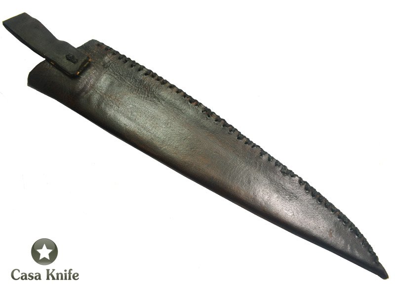 Faca Javalizeira para colecionador forjada em aço damasco. Empunhadura em Jacaranda Bahia com Resina, 38 cm