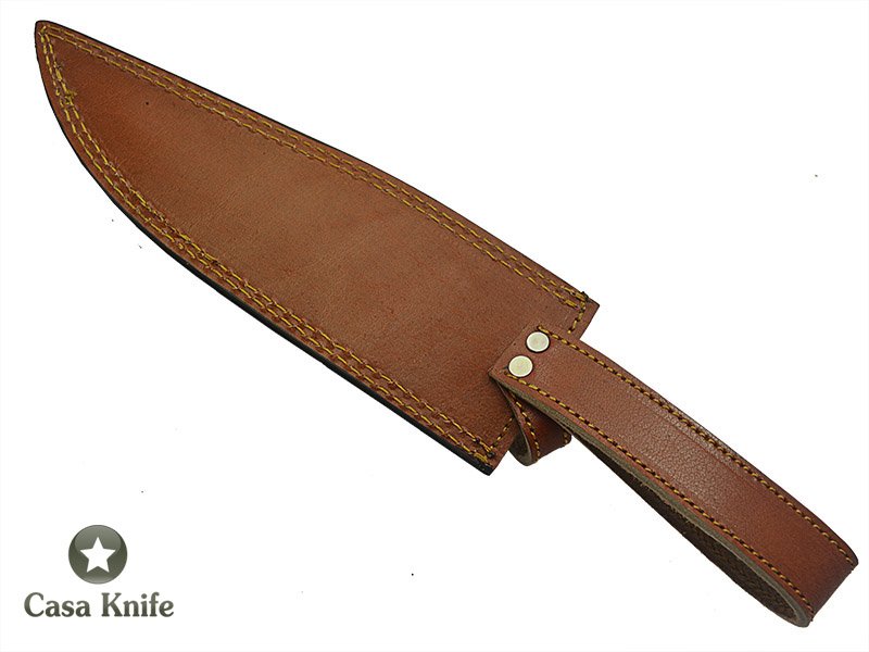 Faca Kriss para colecionador forjada em aço damasco. Empunhadura em rádica de roseira, 36 cm