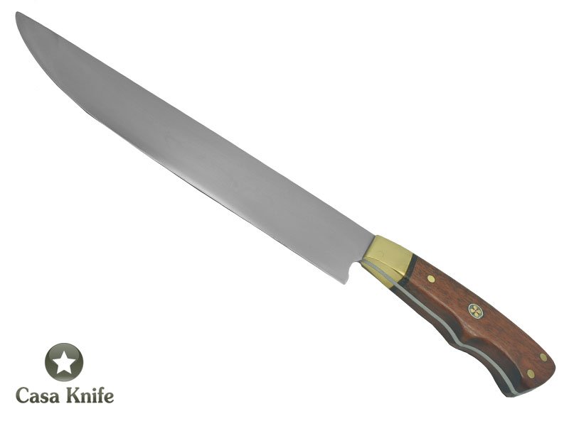Faca Cheff para colecionador forjado em aço 5160. Empunhadura em Jacaranda Bahia, 38 cm