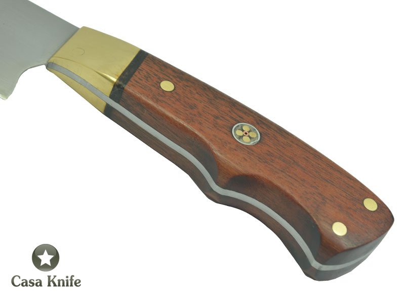 Faca Cheff para colecionador forjado em aço 5160. Empunhadura em Jacaranda Bahia, 38 cm
