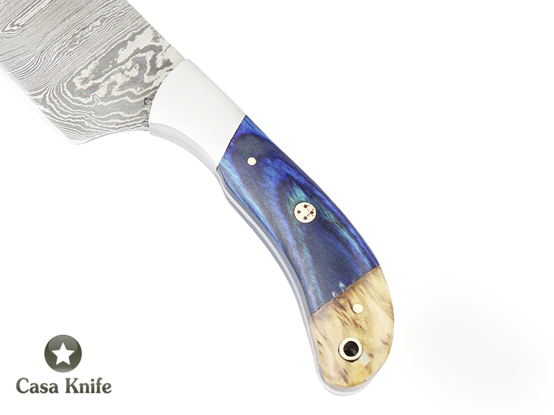 Faca Master Cheff para colecionador forjada em Aço Damasco, com Empunhadura em Pakawood e Madeira de Oliveira estabilizada. 30 cm