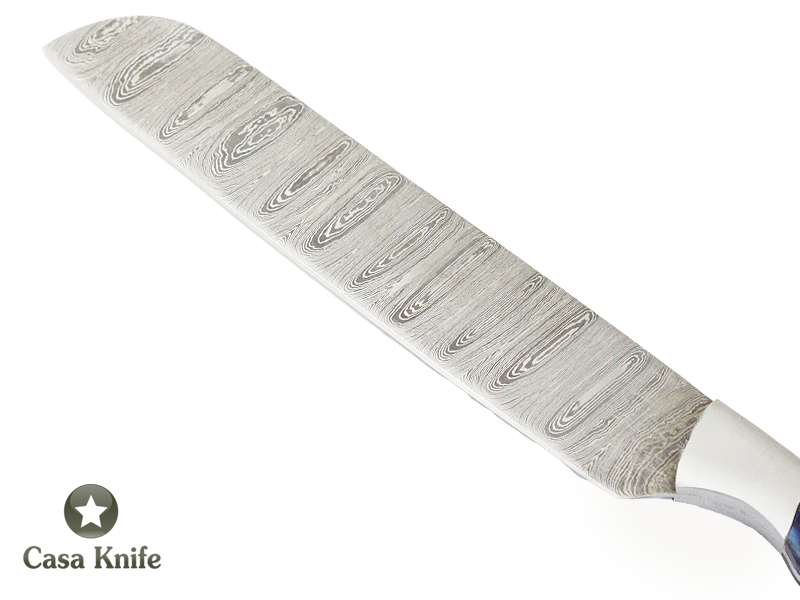 Faca Master Cheff para colecionador forjada em Aço Damasco, com Empunhadura em Pakawood e Madeira de Oliveira estabilizada. 30 cm