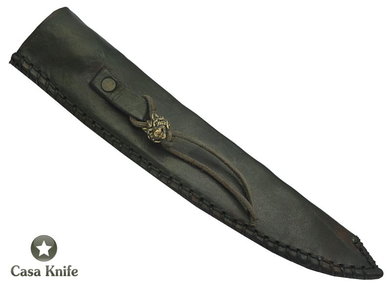 Faca Master Cheff para colecionador forjada em aço damasco. Empunhadura em madeira de parajú, 29 cm