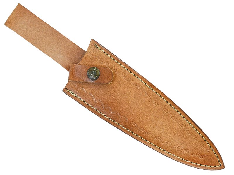 Faca Master Cheff para colecionador forjada em aço damasco. Empunhadura em marfim e nogueira, 32 cm