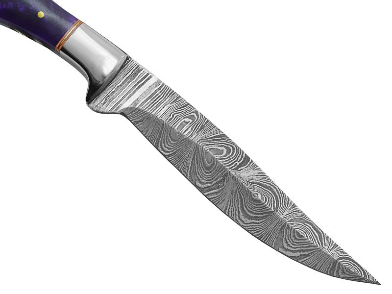Faca Master Cheff para colecionador forjada em aço damasco. Empunhadura em resina, 26 cm