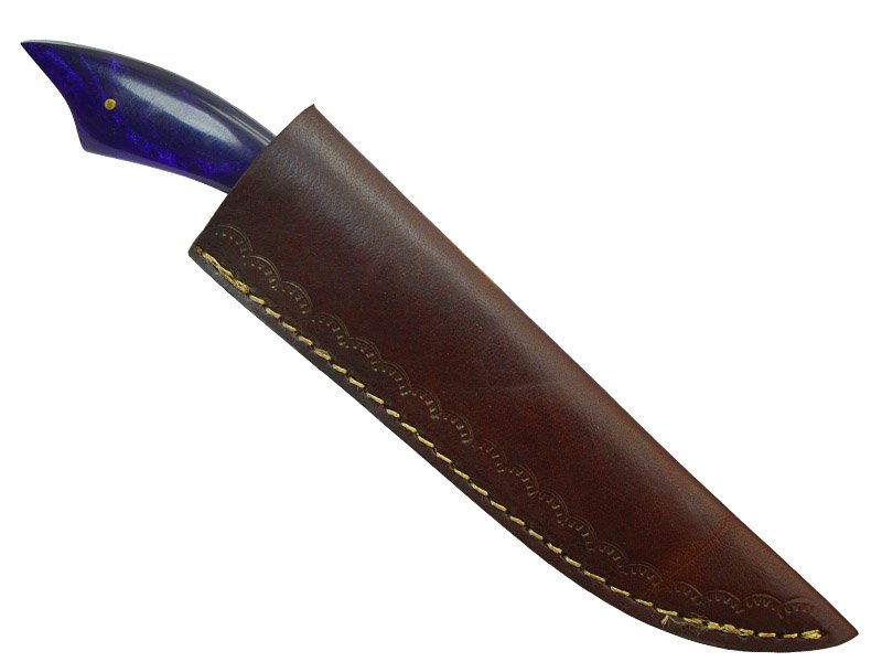 Faca Master Cheff para colecionador forjada em aço damasco. Empunhadura em resina, 26 cm