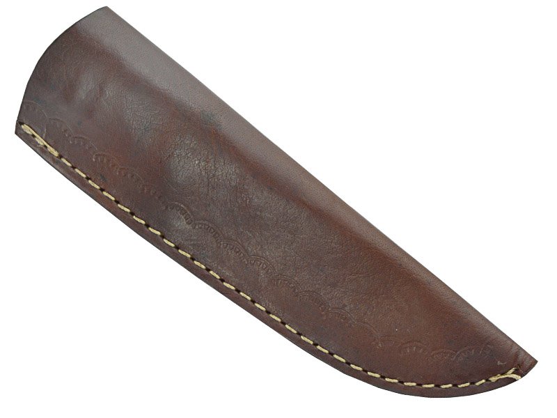 Faca skinner para colecionador forjada em aço damasco. Empunhadura em osso de camelo, 23 cm