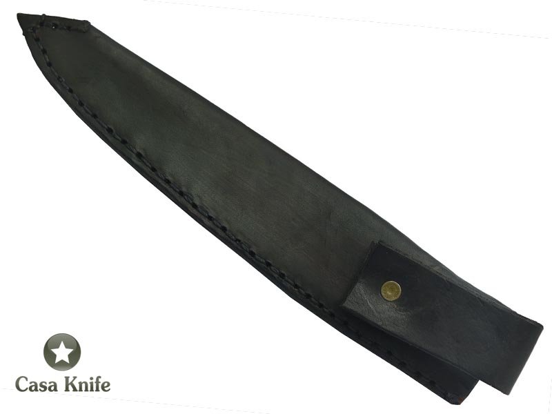 Faca Master Cheff para colecionador forjada em aço damasco. Empunhadura em madeira de jacarandá, 31 cm