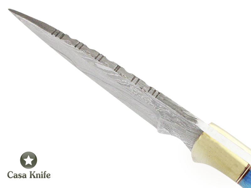 Faca Master Cheff para colecionador forjado em aço damasco. Empunhadura em Osso Tingido, 20 cm
