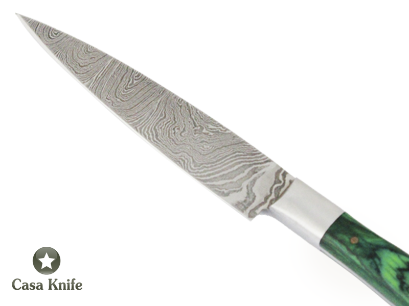 Faca Master Cheff para colecionador forjado em aço damasco. Empunhadura em Pakawood, 24 cm