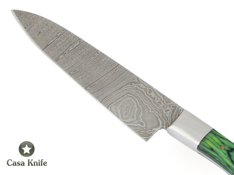 Faca Master Cheff para colecionador forjado em aço damasco. Empunhadura em Pakawood, 25 cm