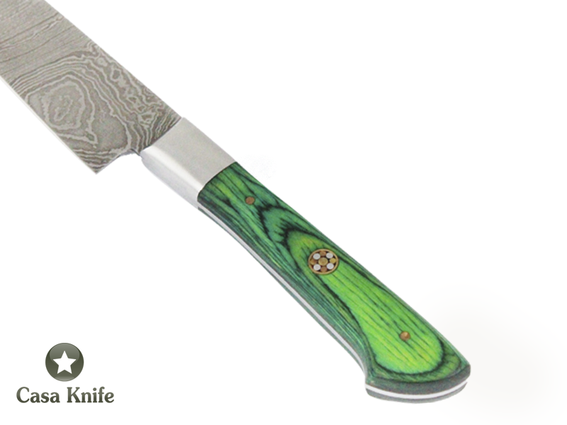 Faca Master Cheff para colecionador forjado em aço damasco. Empunhadura em Pakawood, 25 cm
