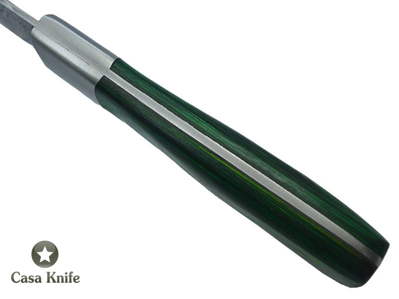 Faca Master Cheff para colecionador forjado em aço damasco. Empunhadura em Pakawood, 28 cm