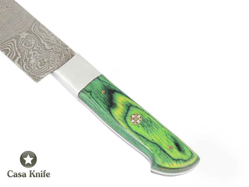 Faca Master Cheff para colecionador forjado em aço damasco. Empunhadura em Pakawood, 31 cm