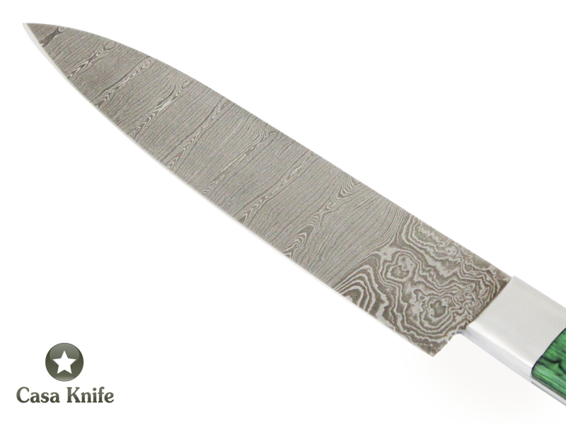 Faca Master Cheff para colecionador forjado em aço damasco. Empunhadura em Pakawood, 31 cm