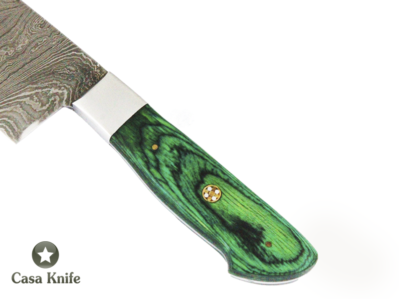 Faca Master Cheff para colecionador forjado em aço damasco. Empunhadura em Pakawood, 38 cm