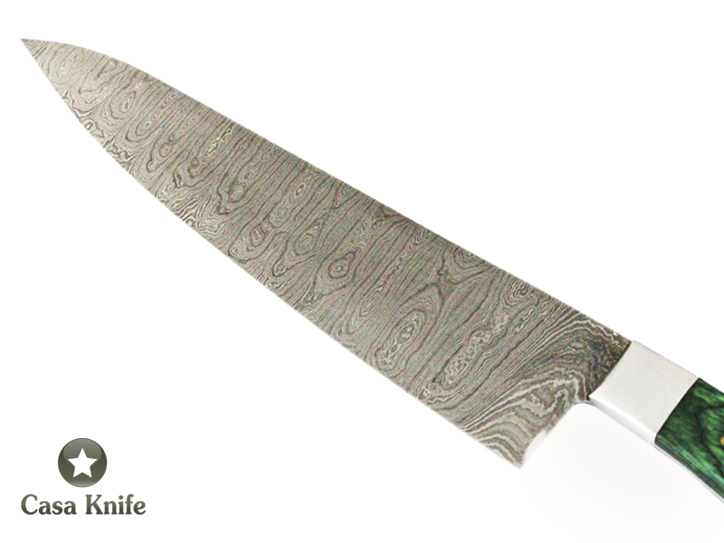 Faca Master Cheff para colecionador forjado em aço damasco. Empunhadura em Pakawood, 38 cm