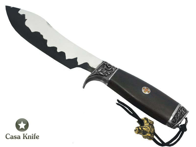 Faca Nessmuk para colecionador forjado em aço San Mai 1070/ 304 /58 HCR, Empunhadura em Ibuia, 23 cm