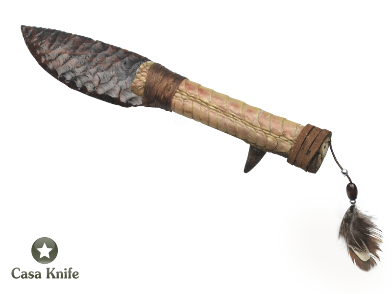 Faca em Obsidiana para colecionador. Empunhadura em Pata de Peru, 20cm
