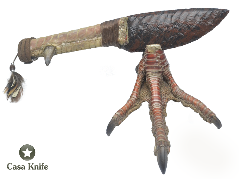 Faca em Obsidiana para colecionador. Empunhadura em Pata de Peru, 20cm