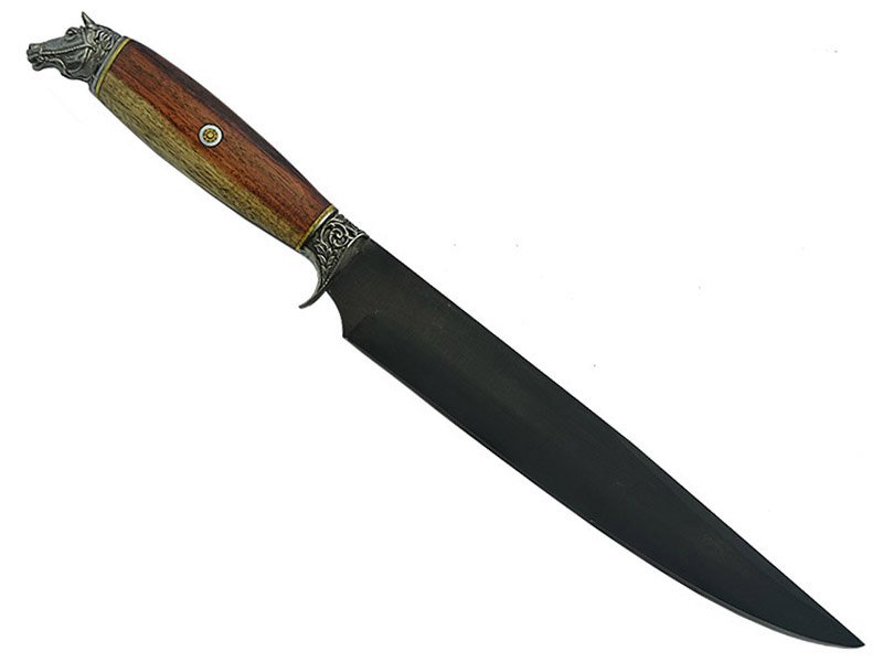 Faca para churrasco Monte Cristo para colecionador forjado em aço 1080 fosfatizado. Empunhadura em Jacarandá estabilizada, 46 cm