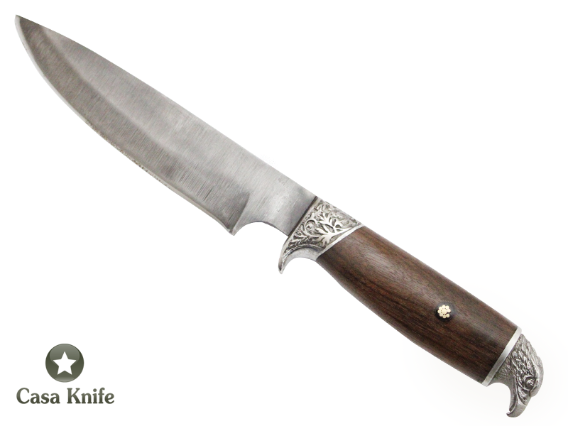 Faca para churrasco Monte Cristo para colecionador forjado em aço 5160. Empunhadura em Madeira Canela Preta, 31 cm