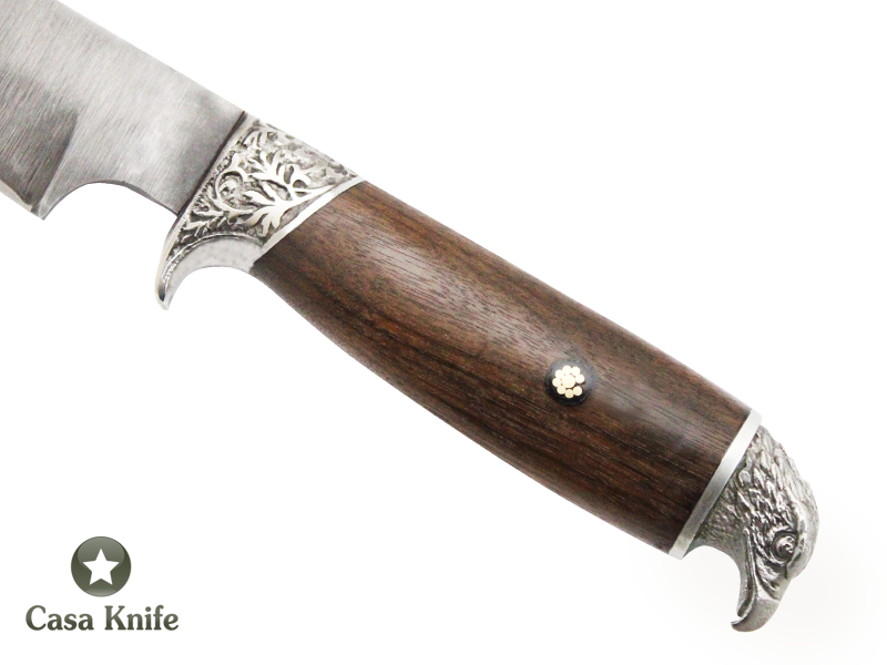 Faca para churrasco Monte Cristo para colecionador forjado em aço 5160. Empunhadura em Madeira Canela Preta, 31 cm