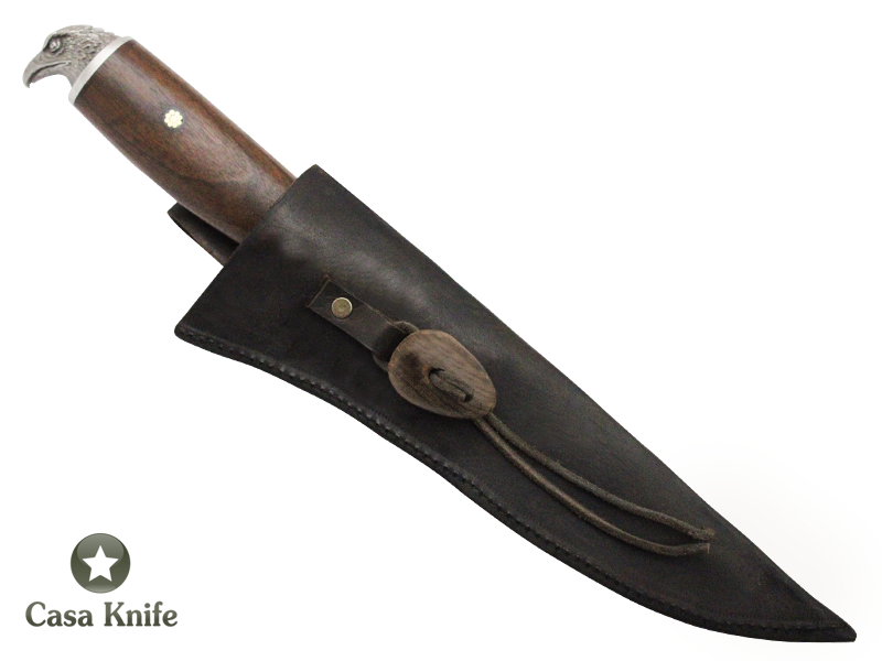 Faca para churrasco Monte Cristo para colecionador forjado em aço 5160. Empunhadura em Madeira Canela Preta, 31 cm