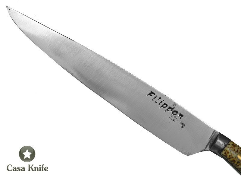 Faca para churrasco para colecionador forjada em aço 5160, com empunhadura em osso de Búfalo pirografado, 21 cm
