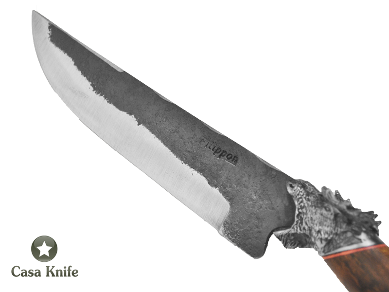 Adelar Filippon Faca para churrasco para colecionador forjado em aço 1070. Empunhadura em Platano Estabilizado, 33 cm