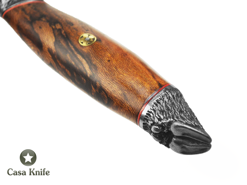 Adelar Filippon Faca para churrasco para colecionador forjado em aço 1070. Empunhadura em Platano Estabilizado, 33 cm